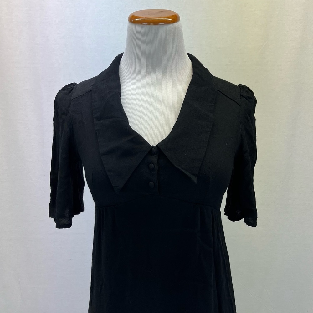 Bash Ba&Sh Viscose Peyton Collared Noir Short Sle… - image 4